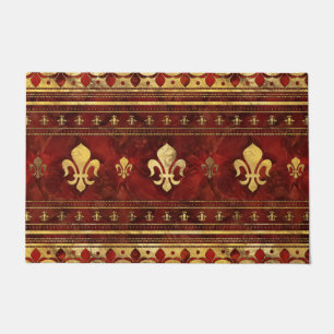 Tapete Fleur-de-lis Red Marble e Dourado