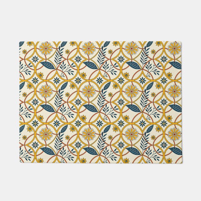 Tapete Fleurs dans des cercles verts et beige (Frente)