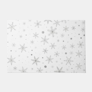 Tapete Floco de Neve Brilhante - Cinza de Prata e Branco-