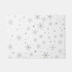 Tapete Floco de Neve Brilhante - Cinza de Prata e Branco-