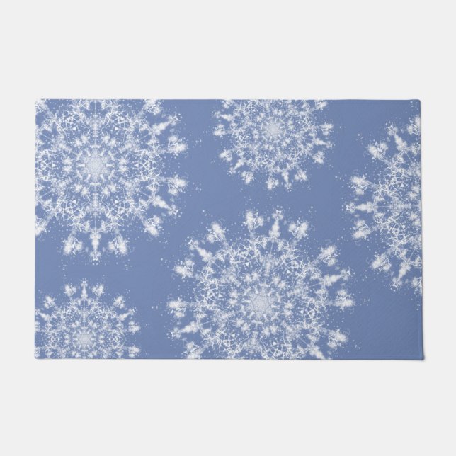 Tapete Floco de neve Fractal abstrato Lacy em Fundo Azul (Frente)
