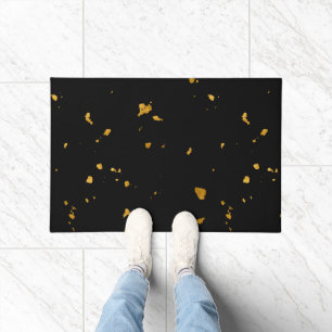 Tapete Flocos Dourados Pretos