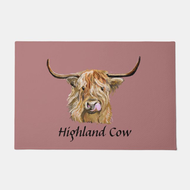Tapete Floffy Red Highland Cow Original Arte Digital   (Frente)