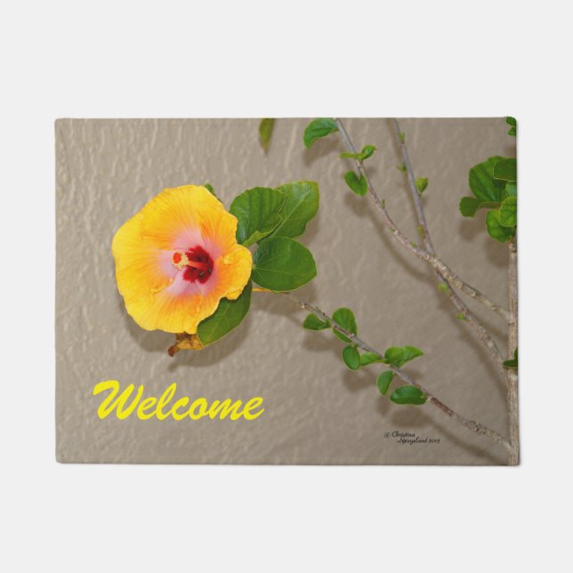 Tapete Flor amarela Hibiscus Spiegeland Doormat (Frente)