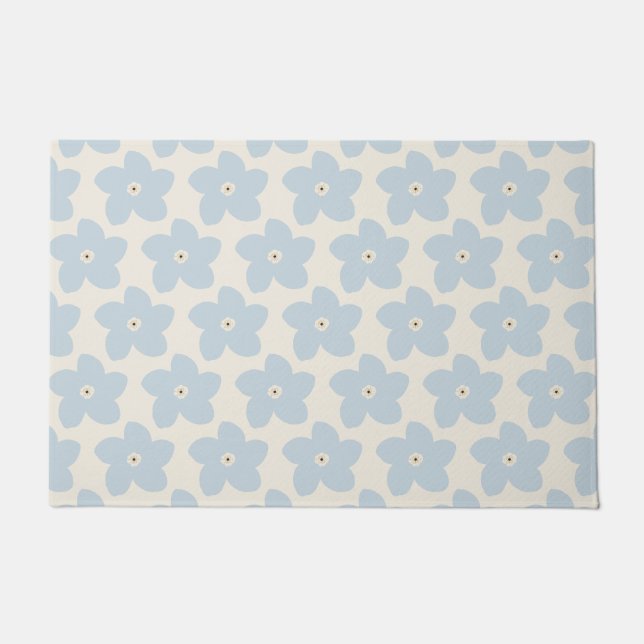 Tapete Flor Azul Claro e Creme Retro (Frente)