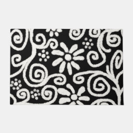 Tapete Flor branco preto e espiral flores