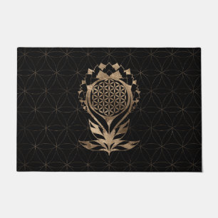 Tapete Flor da vida Lotus - Preto e Dourado