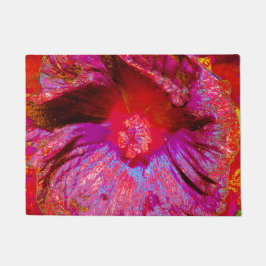 Tapete Flor de Hibiscus Vermelho Retro Triquete Psicodéli