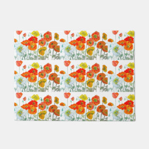 Tapete Flor de Papoula Laranja Vermelha Aquarela Papoulas