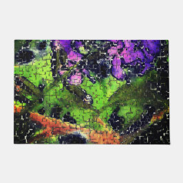 Tapete Flor e folhas, envelhecidas em mosaico esculpido