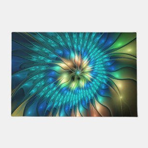 Tapete Flor Fantasia Luminosa, Fractal Abstrato Colorido