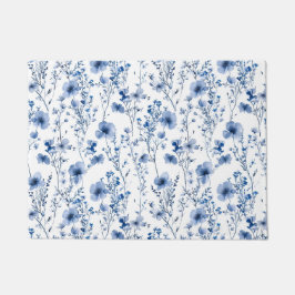 Tapete Flor Floral Aquática Azul Branca
