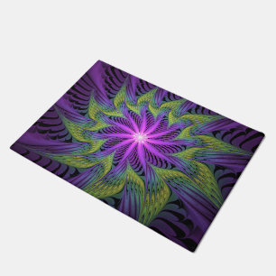 Tapete Flor Verde Roxo, Abstrato, Arte Fractal