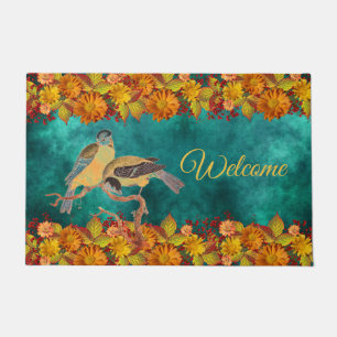 Tapete Floral & Birds Laranja, Vermelho, Amarelo, Teal, C