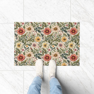 Tapete Floral Botânico Dourado e Laranja Queimada