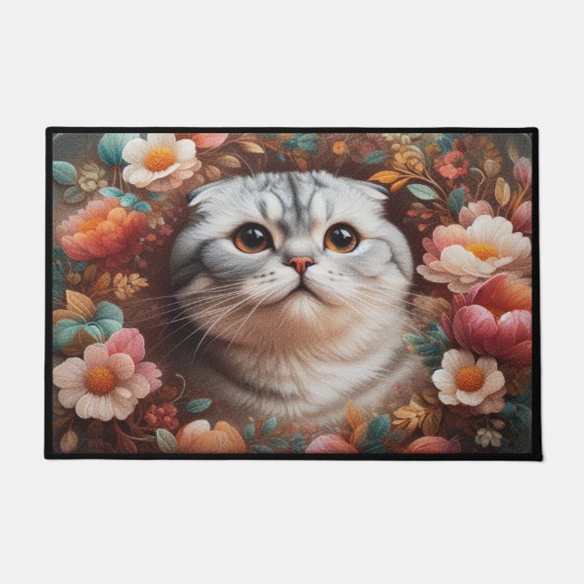 Tapete Floral Delight Scottish Fold Cat, Scottish Fold (Frente)