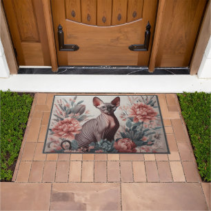 Tapete Floral Delight Sphynx Cat, Sphynx Flowers Bem-Vind