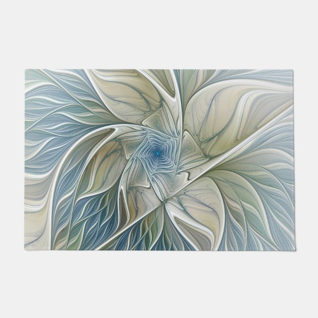Tapete Floral Dream Pattern Abstrato Blue Khaki Fractal (Frente)