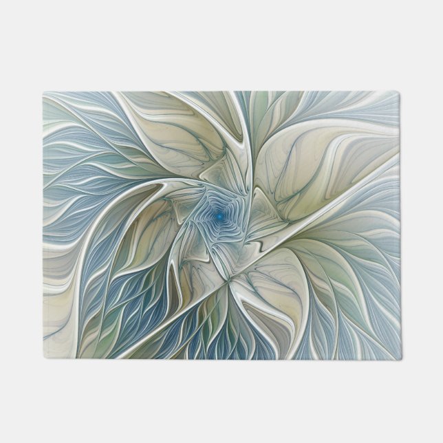 Tapete Floral Dream Pattern Abstrato Blue Khaki Fractal (Frente)