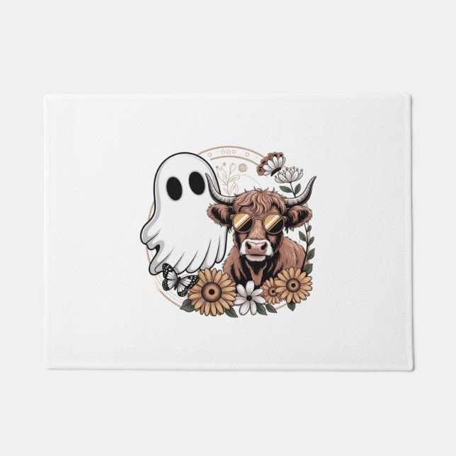 Tapete Floral Fall Highland Cow Ghost (Frente)