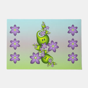Tapete Floral Fantasy Lilac Flores Verde Formas Fractais