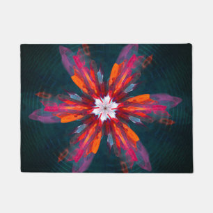 Tapete Floral Flores de Mandala Laranja Vermelho Abstrato