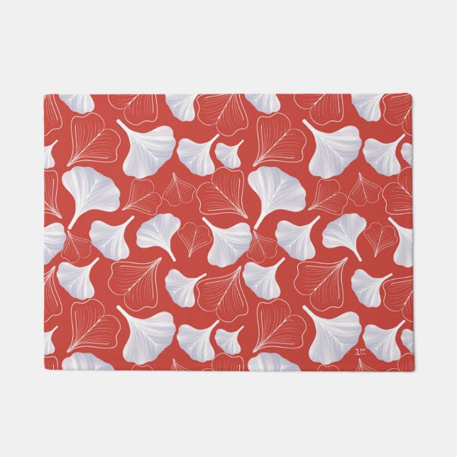 Tapete Floral Gingko Leaf Red Patterno (Frente)