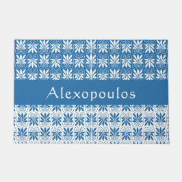 Tapete Floral Grego na moda Azul e Branco Personalizado