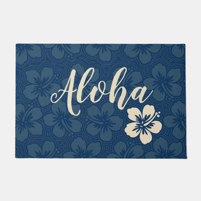 Tapete Floral Pinstriped havaiano do hibiscus da ilha (Frente)