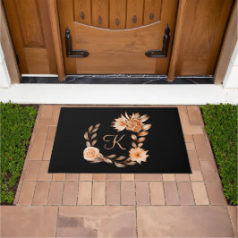 Tapete Floral Preto Marrom e Bege Monogramado