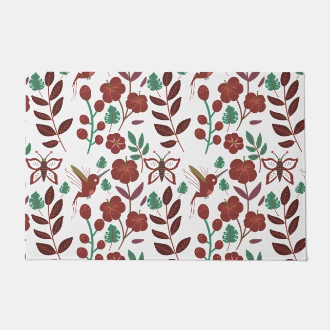 Tapete Floral seamless pattern birds and butterflies (Frente)