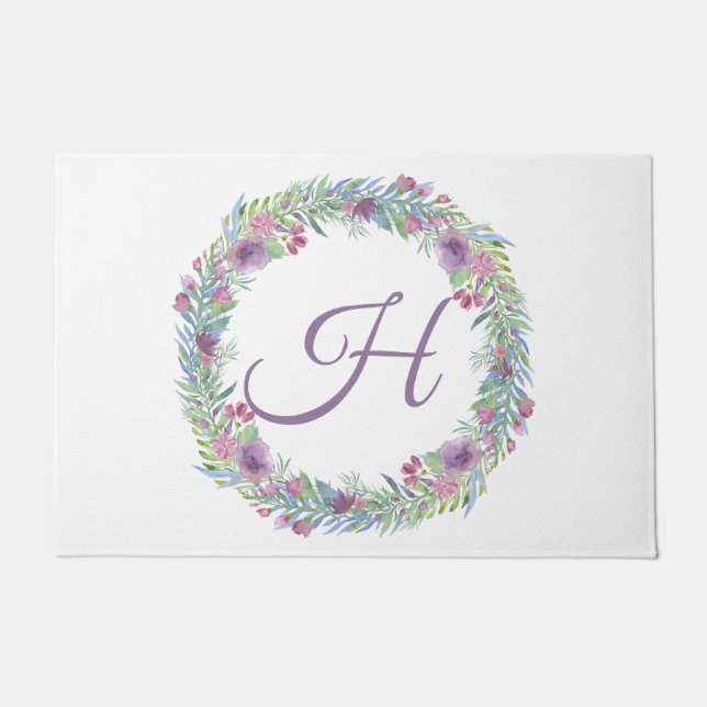 Tapete Floral Wreath Monograma Personalizado (Frente)