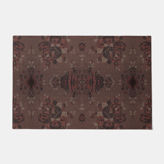 Tapete Flores abstrato marrons com ouro (Frente)