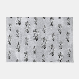 Tapete Flores brancas abstrato pretas brilhantes em prata