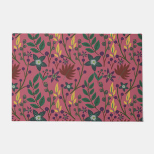 Tapete Flores cor-de-rosa com padrão uniforme floral folh