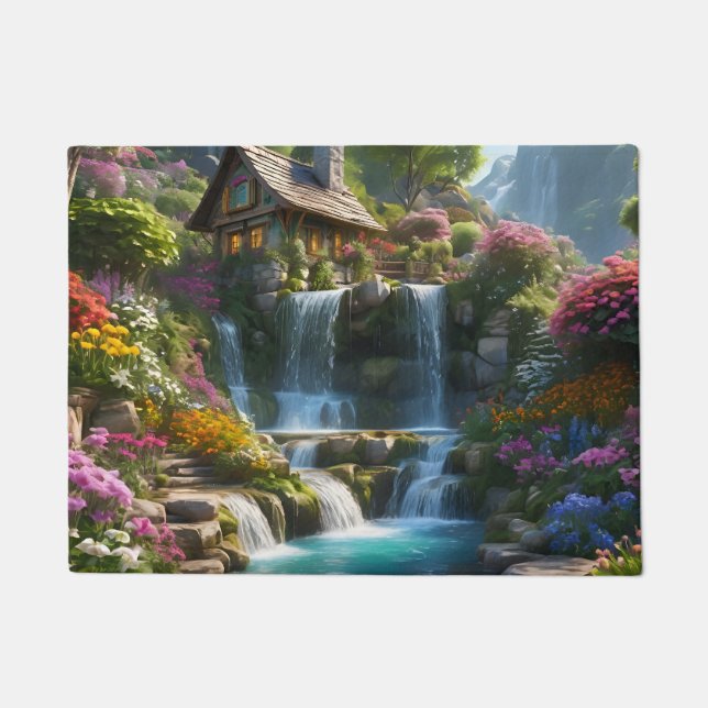 Tapete Flores de cachoeira de montanha pacíficas (Frente)