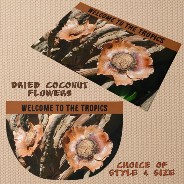 Tapete Flores de Coco Seco Tropical Rustico Bem-vindo (Criador carregado)