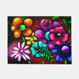 Tapete Flores Florais Estilo Grafite Whimsical Ladybug