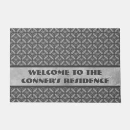 Tapete Flores Metálicas de Cinzas de Prata com Padrão de 