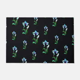 Tapete Flores néon verdes azuis a preto