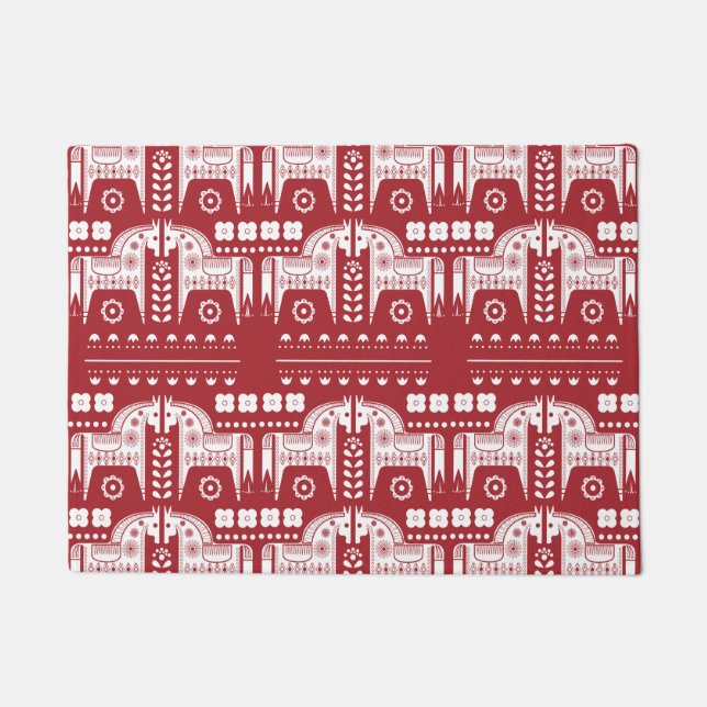 Tapete Floresta Nórdica Escandinava de Reindedo Vermelho  (Frente)