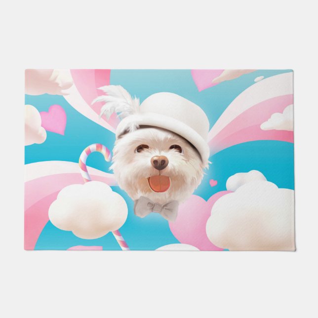 Tapete Fluffy Dog com White Hat (Frente)