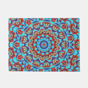 Tapete Folha Azul Folha Floral Mandala Boho