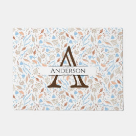 Tapete Folhas Azuis e Marrons | Matriz da porta de queda 