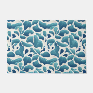 Tapete Folhas de Abstrato branco e azul Padrão costeiro