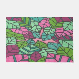 Tapete Folhas tropicais cor-de-rosa e verde