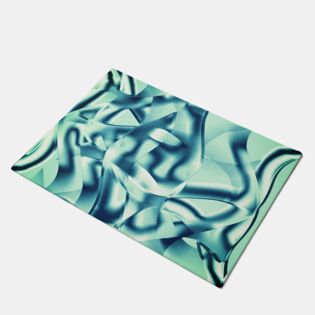 Tapete Formas azuis esverdeadas curvas, tons cianos de ex (Inclinado)