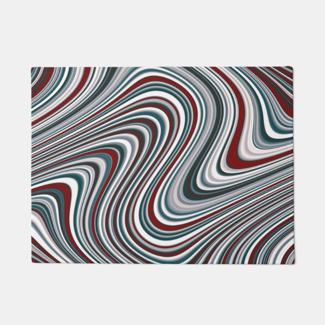 Tapete Formas de Abstrato de Maroon e Azul-Teal (Frente)