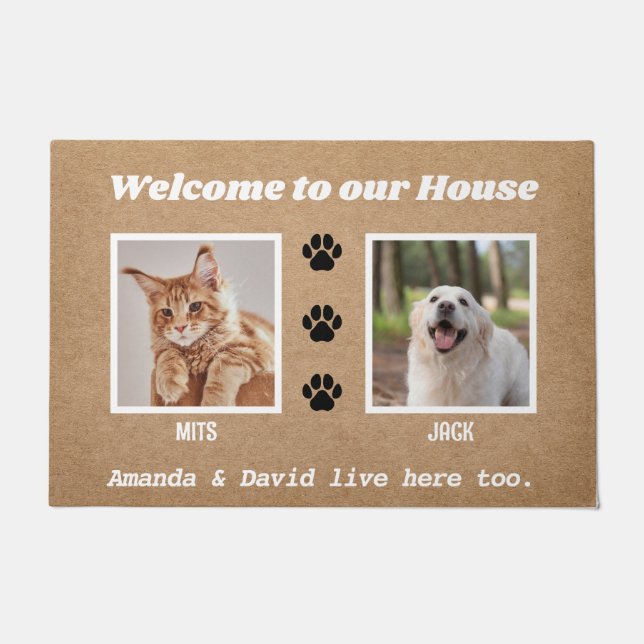 Tapete Foto Personalizada 2 Pet Da Casa De Cães Engraçado (Frente)