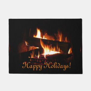 Tapete Fotografia da cena de inverno quente em lareira